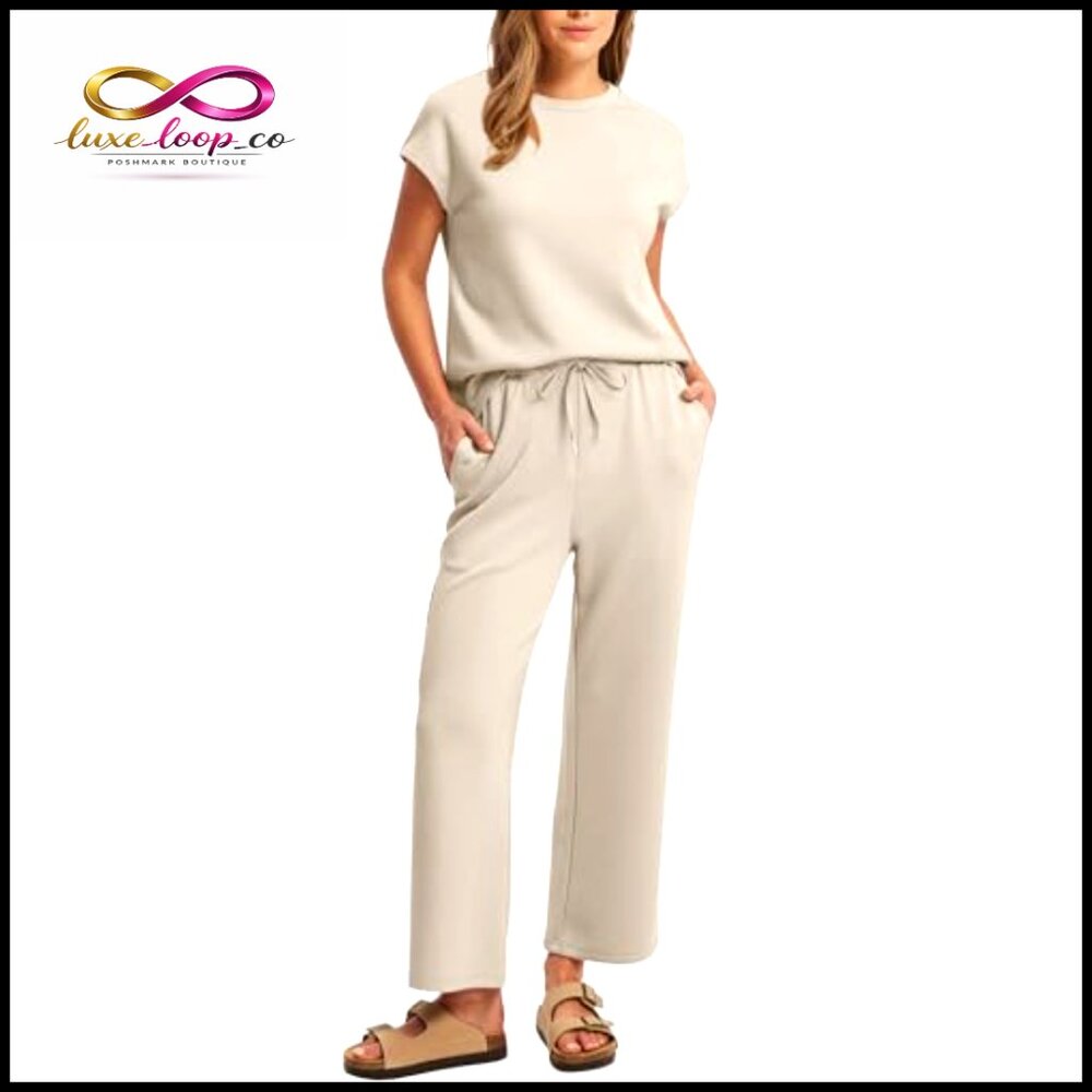 Medium Polyester Blend Two Piece Set Cap Sleeve T… - image 2